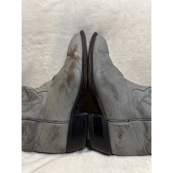 TONY LAMA Cowboy Boots Mens Gray Leather Western Pull On Rodeo 10EE READ - Picture 15 of 16